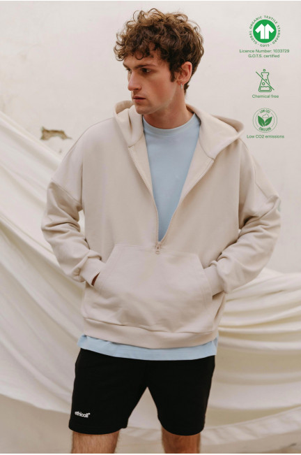Organic cotton half-zip hoodie